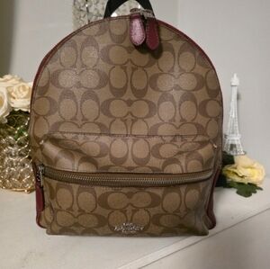 Coach Brown and Red Backpack